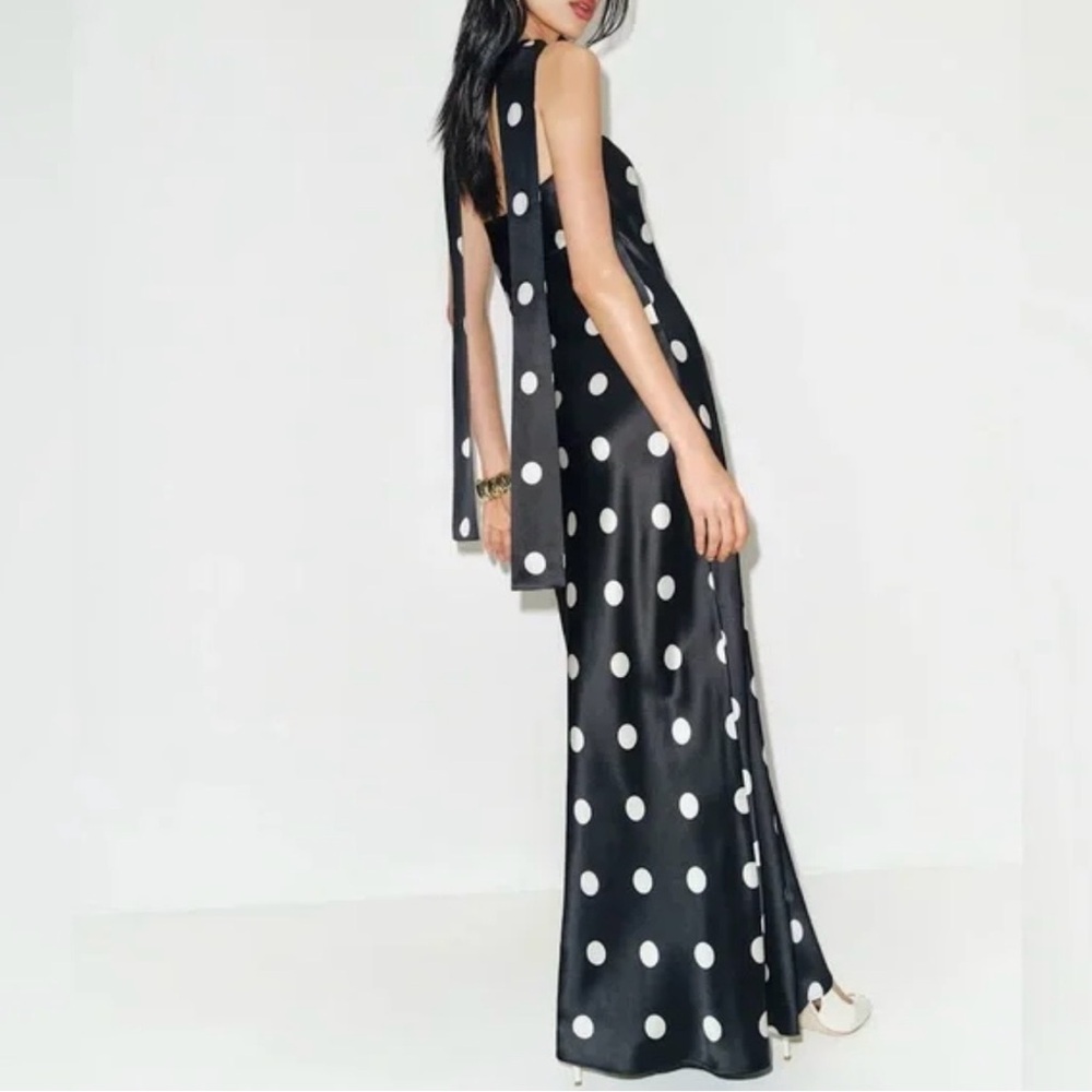 Reformation Oren Silk Dress In Moon Dot, NWOT, NEVER WORN, NO FLAWS. - Picture 2 of 5